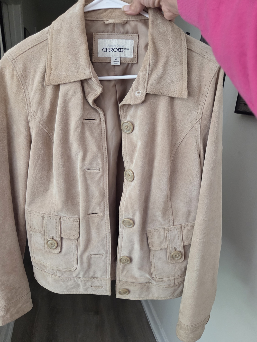 Cherokee Women's Beige Suede Button-Front Jacket